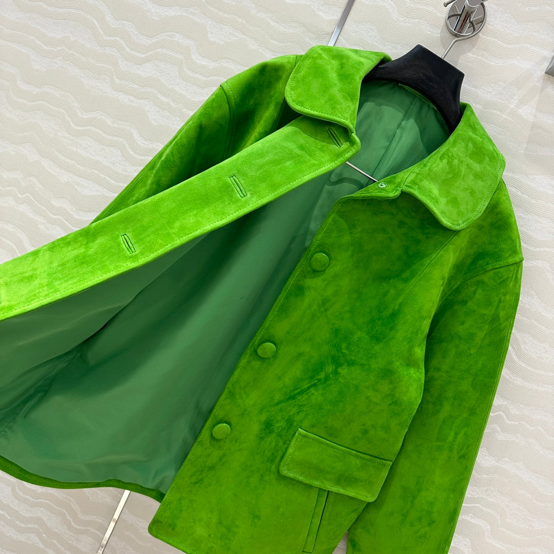 Prada 25 Jacket Green Suede lambskin