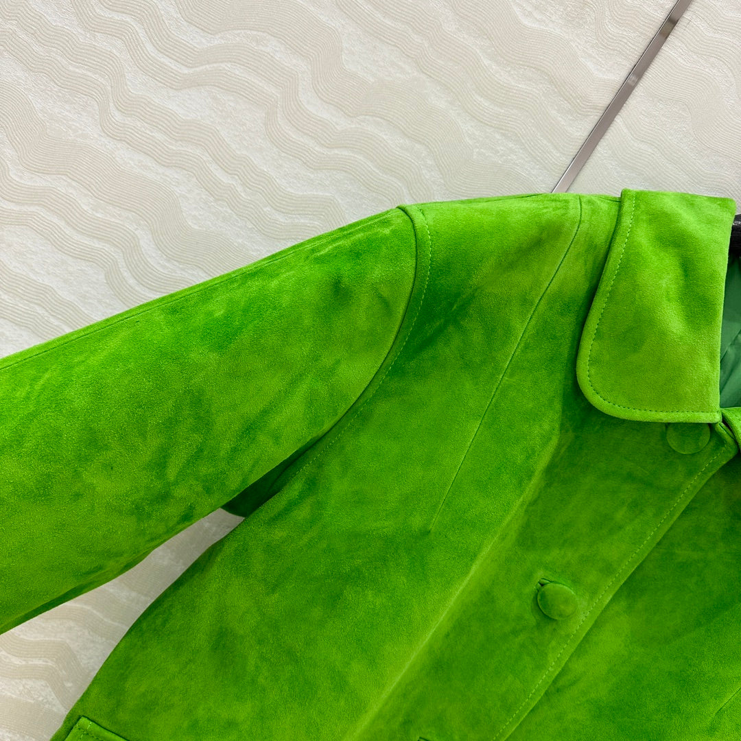 Prada 25 Jacket Green Suede lambskin