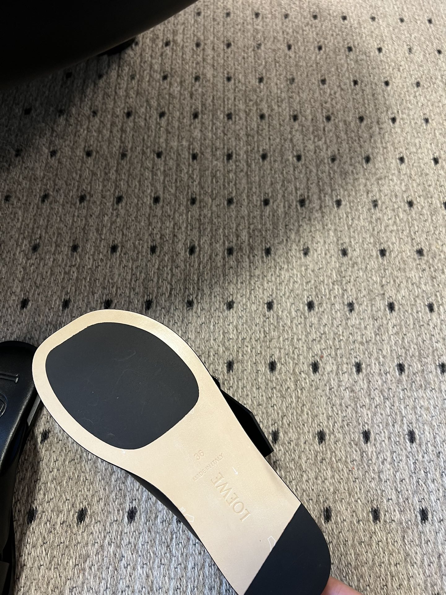 Loewe 25 Petal Belt Flat Sandals Black Sheepskin