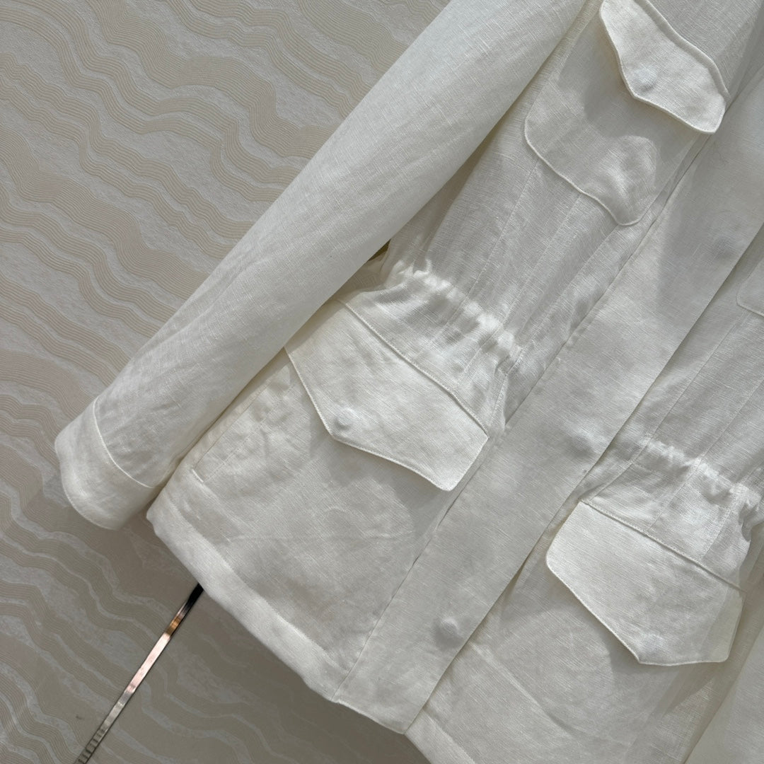 LP 25 Stand-up Collar Jacket White Linen 265165