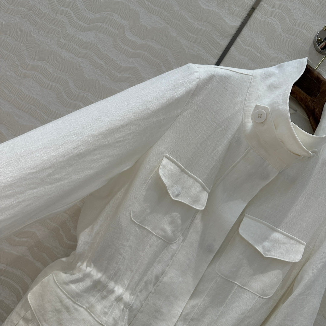 LP 25 Stand-up Collar Jacket White Linen 265165