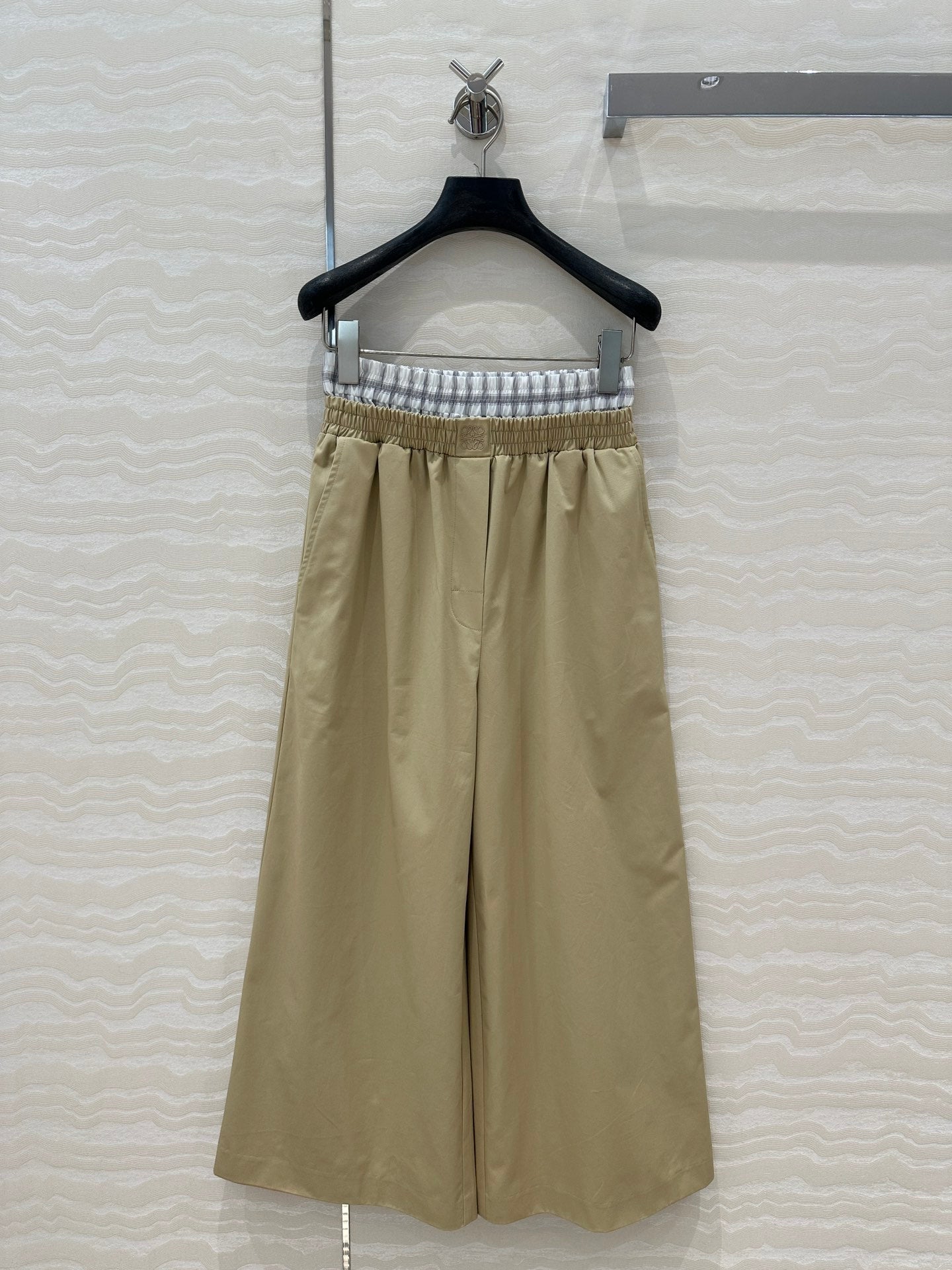 Loewe Wide-leg Straight Pants Beige Cotton