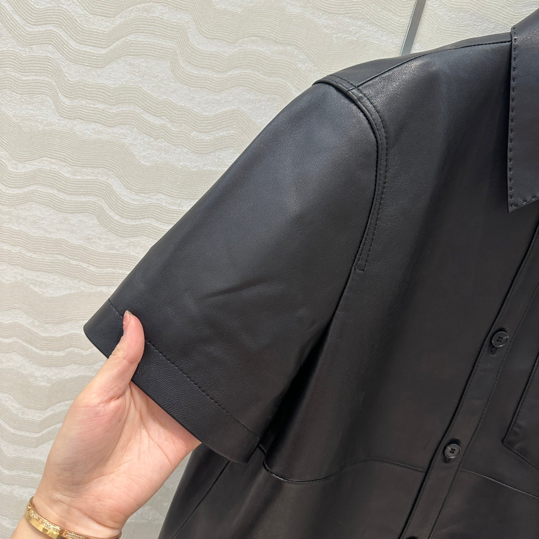 Prada Short-sleeved Jacket Black Lambskin