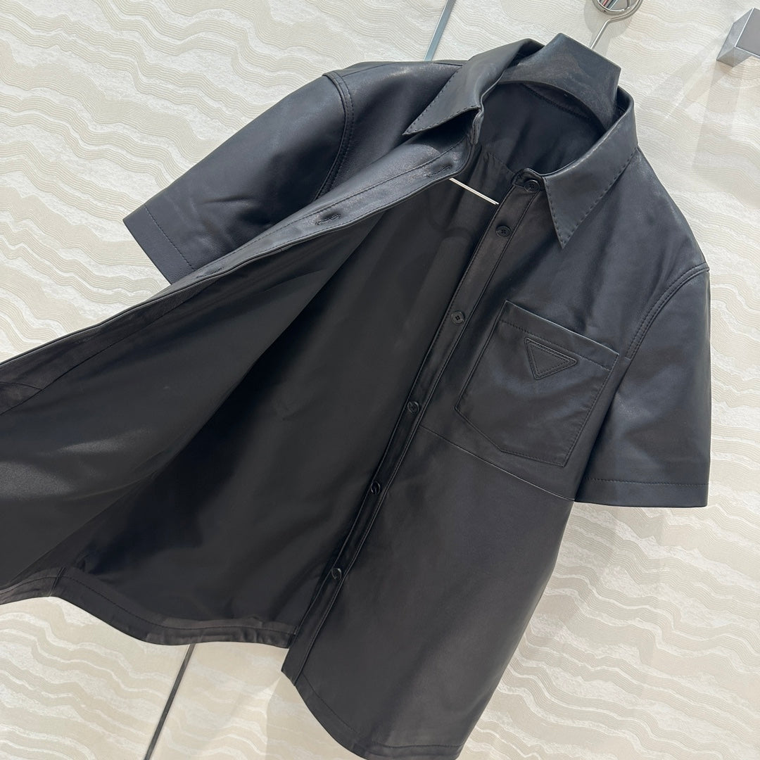 Prada Short-sleeved Jacket Black Lambskin
