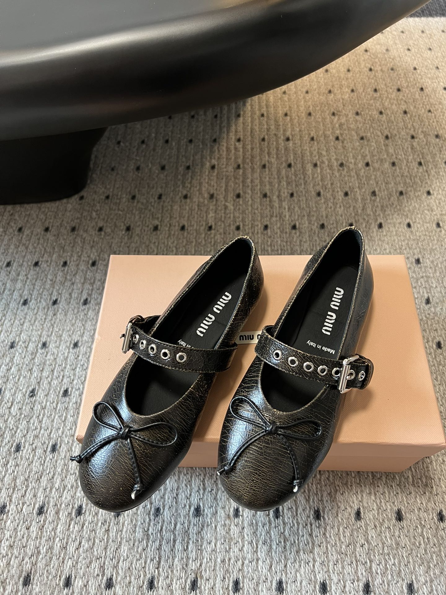 Miu Ballet Flat Black Sheepskin 235750