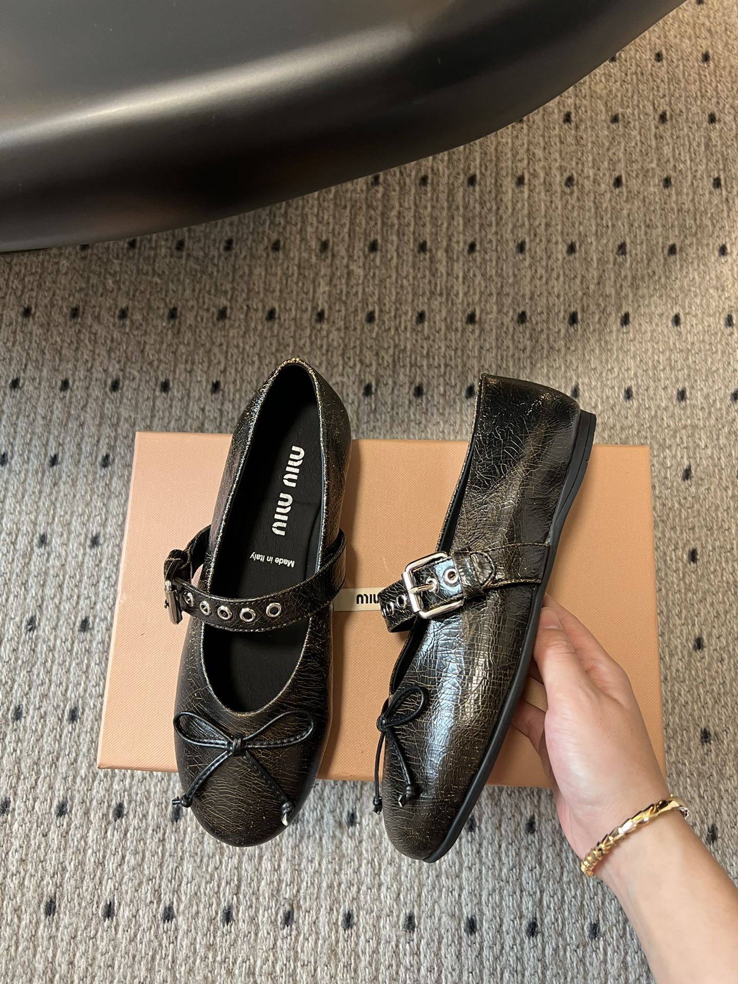 Miu Ballet Flat Black Sheepskin 235750