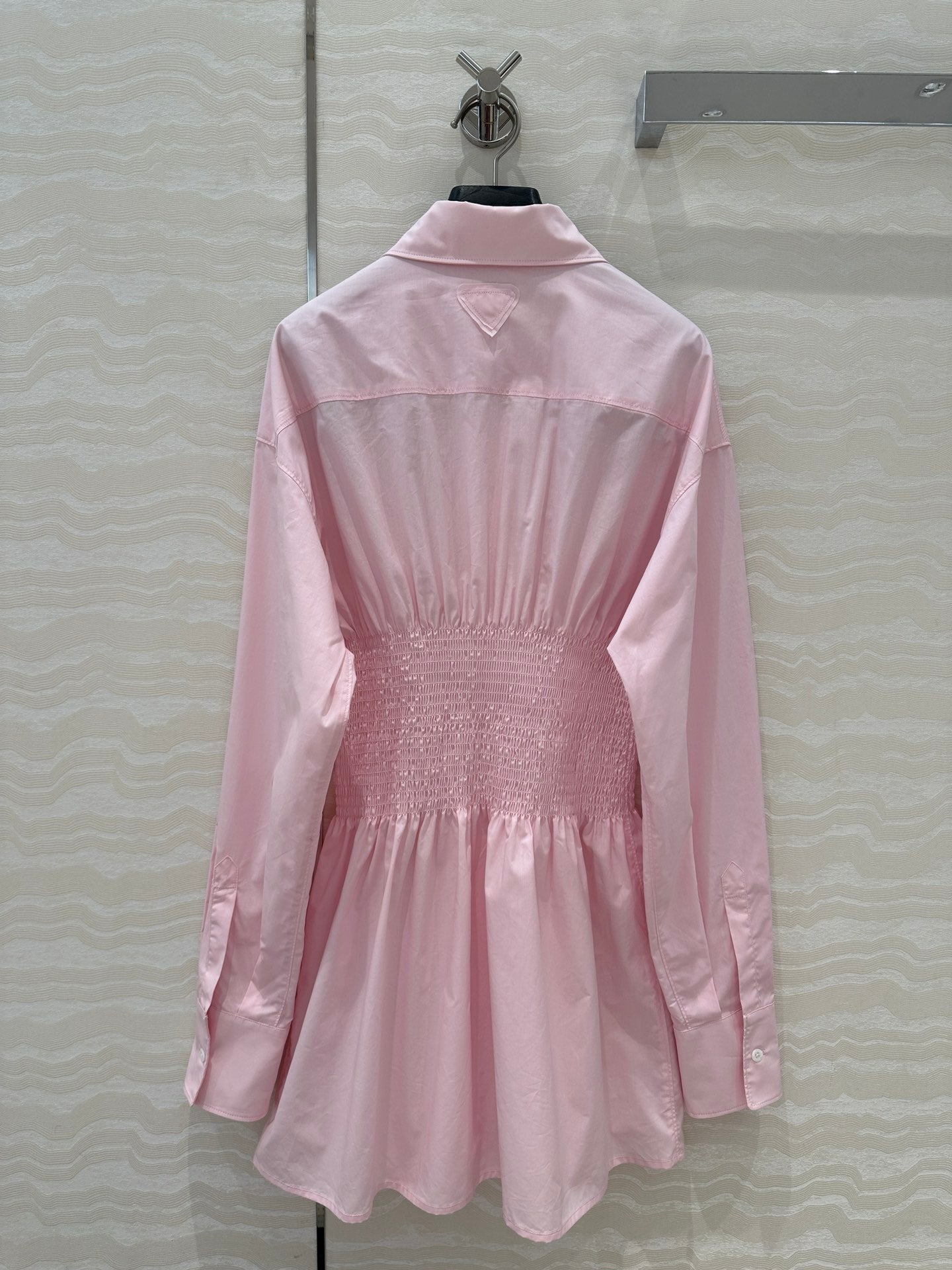 Prada Shirt Dress With Waist Design Pink Cotton