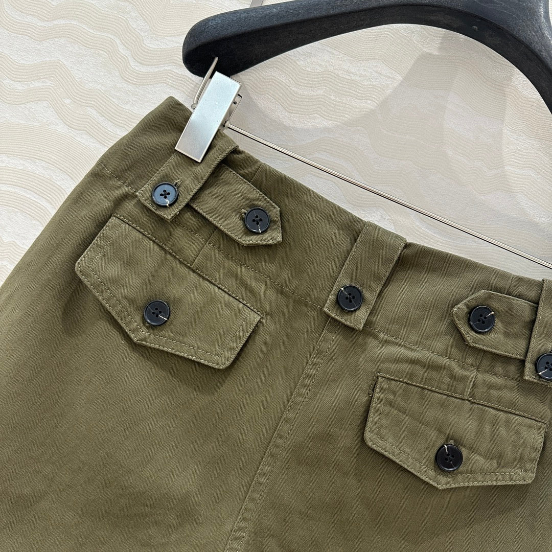 Prada Short Khaki Green Cotton