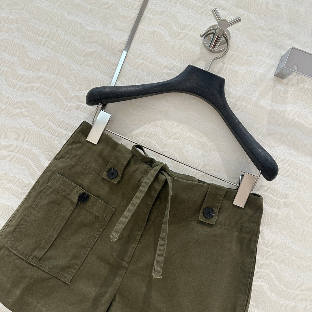 Prada Short Khaki Green Cotton