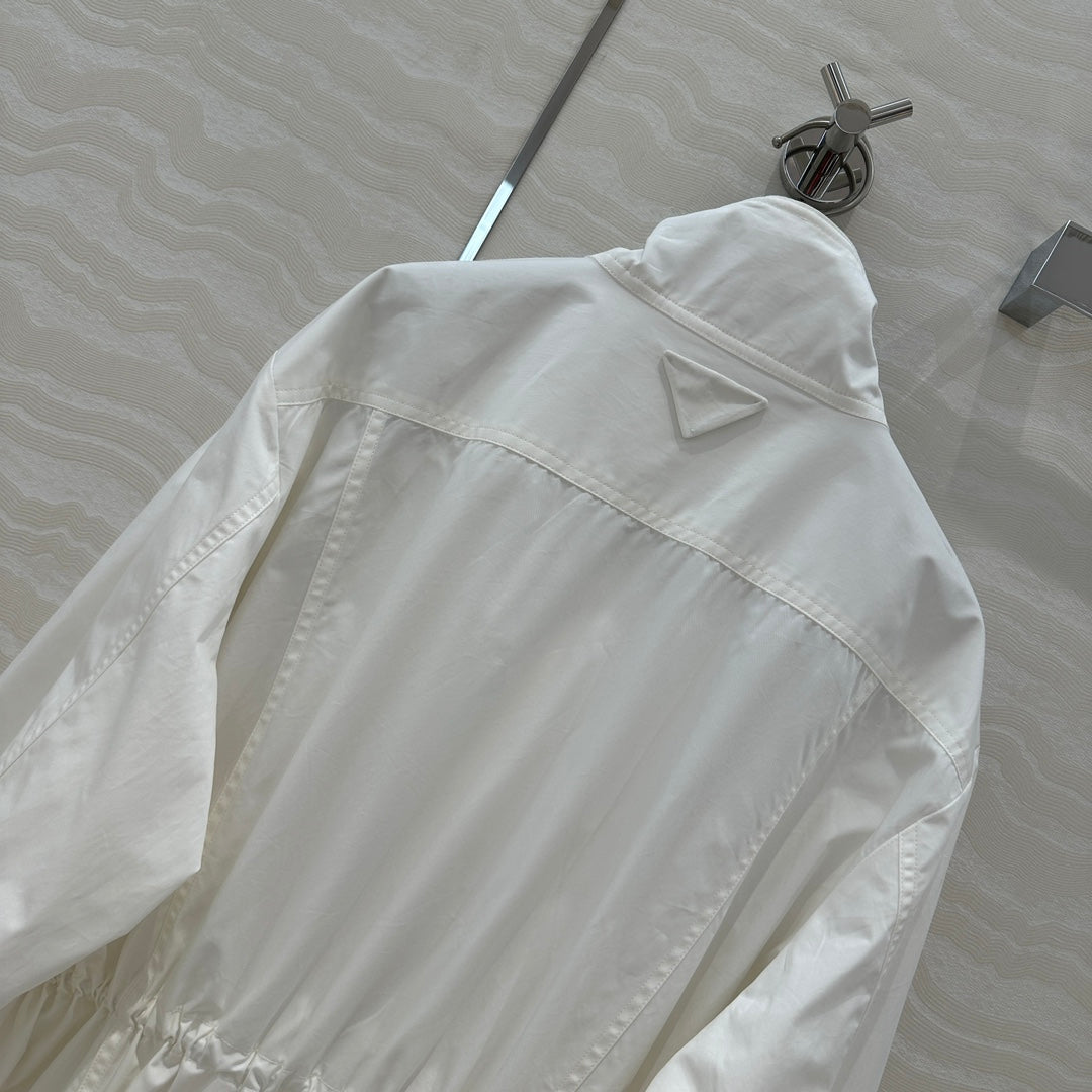 Prada 25 Windbreaker Coat White Cotton