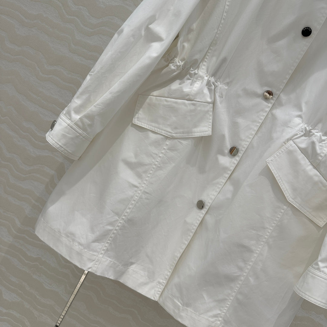 Prada 25 Windbreaker Coat White Cotton