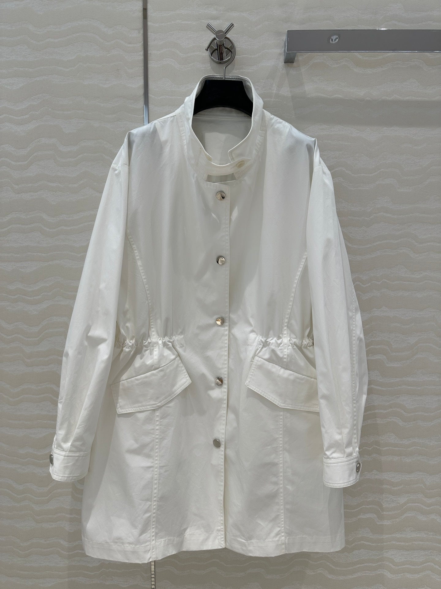 Prada 25 Windbreaker Coat White Cotton