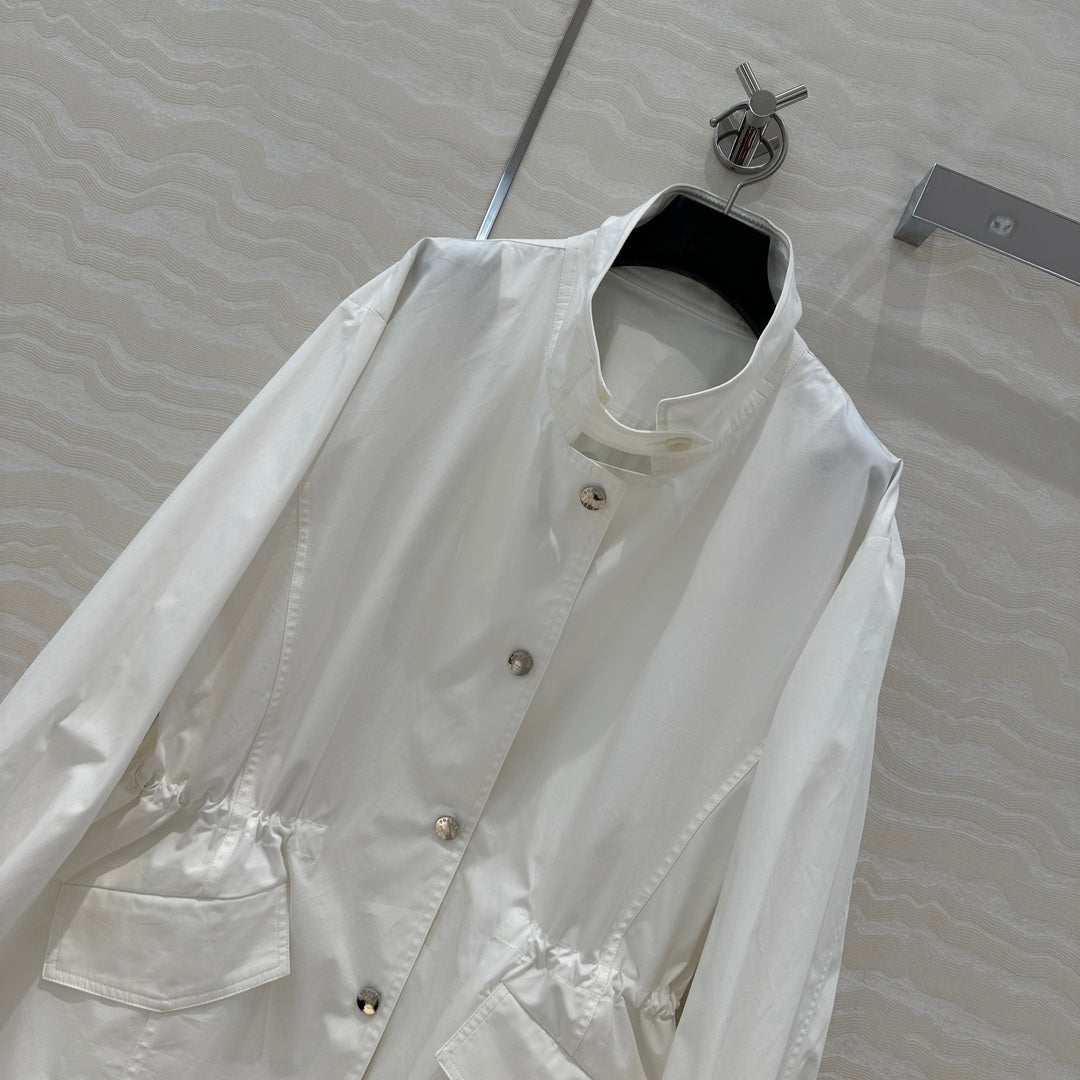 Prada 25 Windbreaker Coat White Cotton