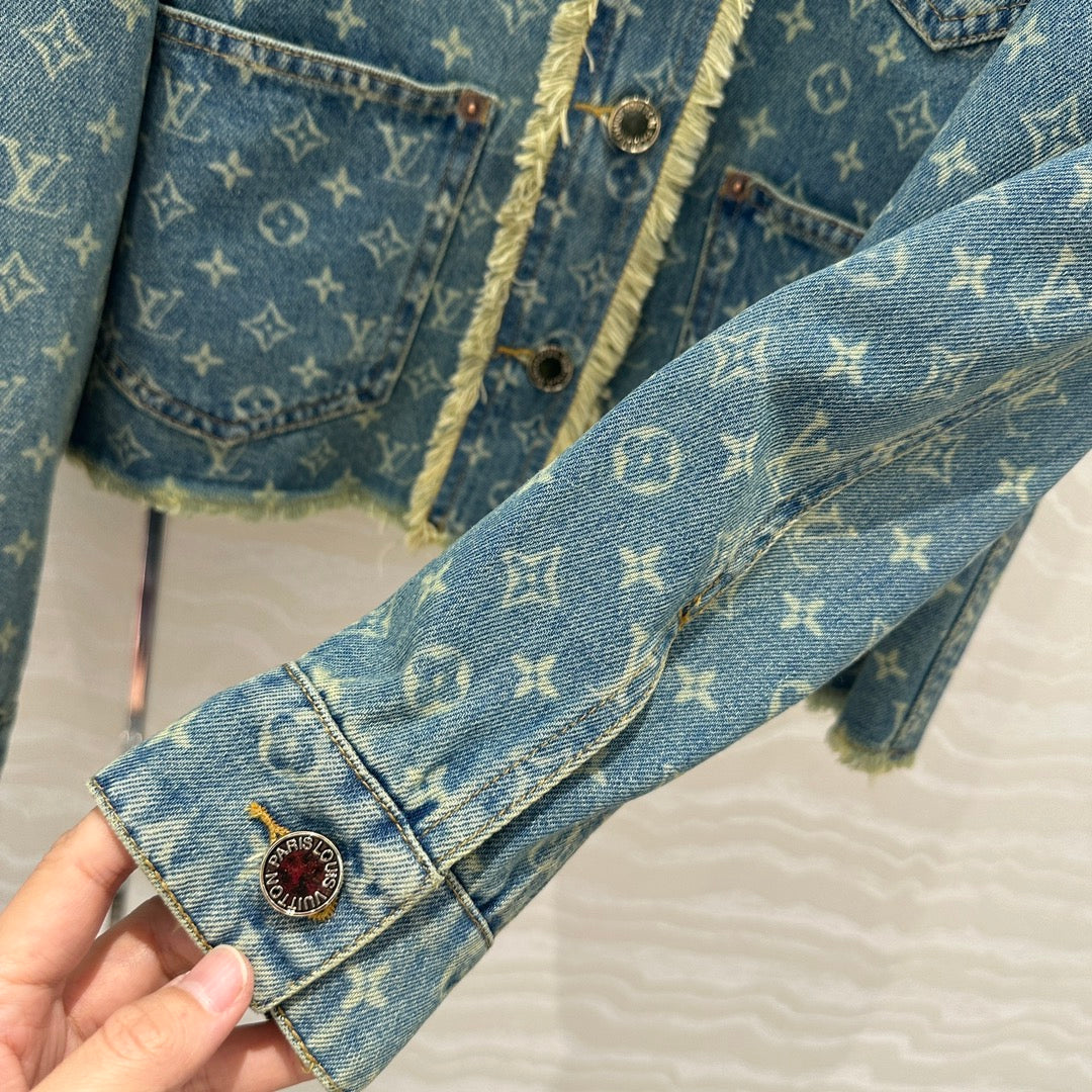 LV Hair Edge Craftsmanship Denim Jacket Blue Cotton