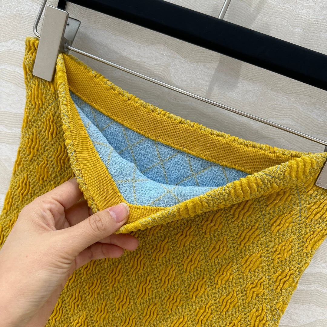 Prada Long Skirt Yellow Cotton Poliamide