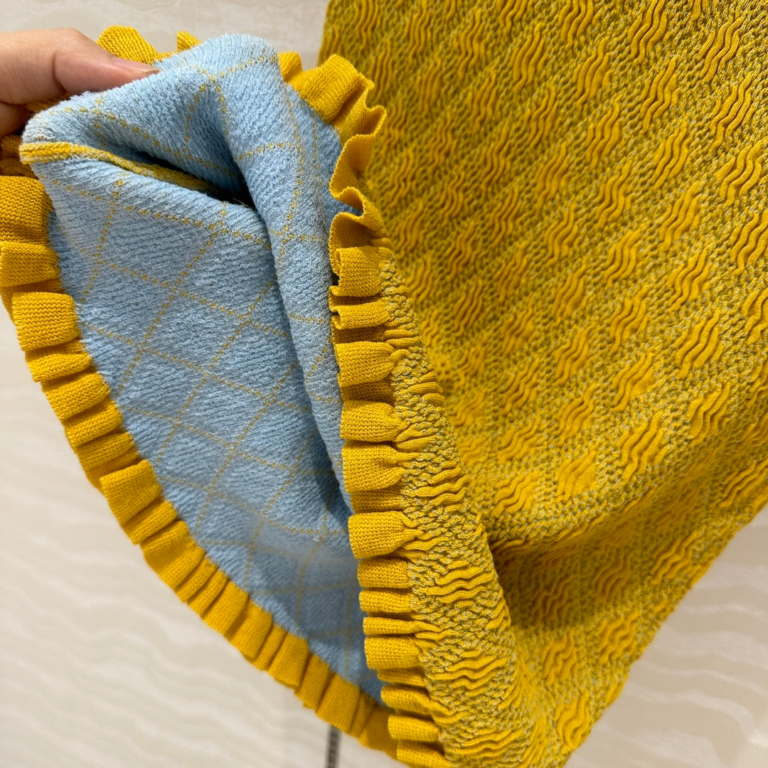 Prada Long Skirt Yellow Cotton Poliamide