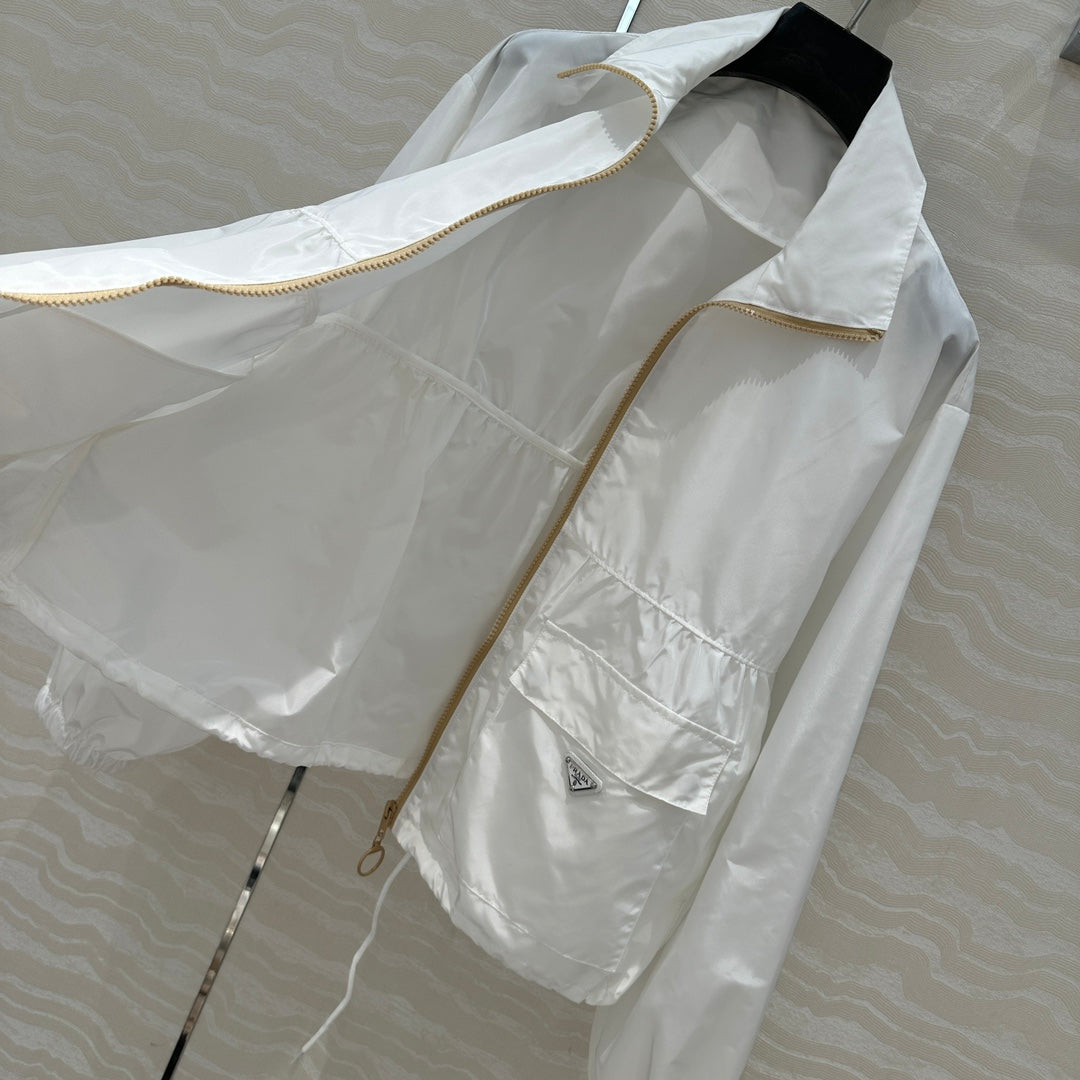 Prada Zipper Jacket White Polyester
