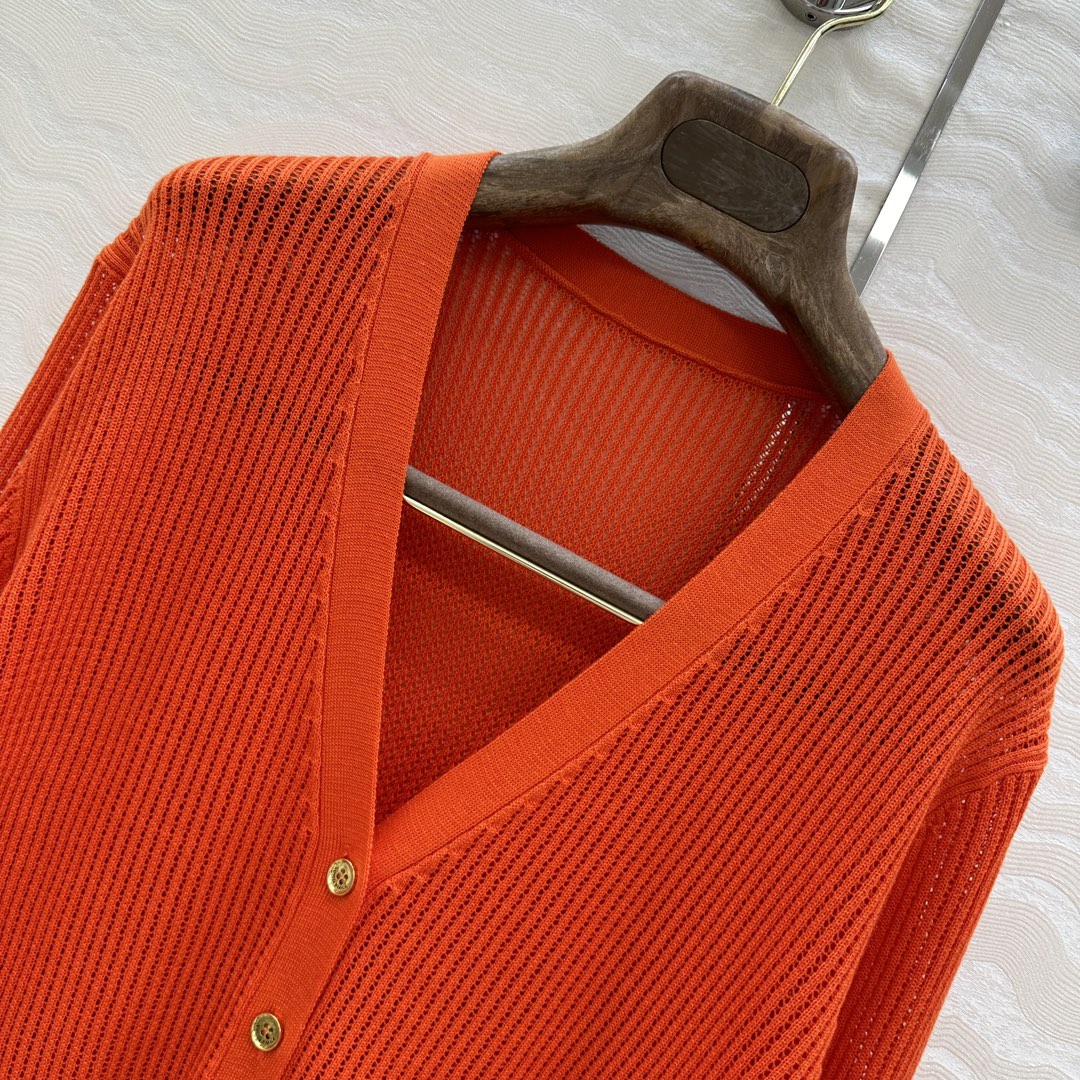 LP 25 V-neck Cardigan Burnt Orange Cotton 265179