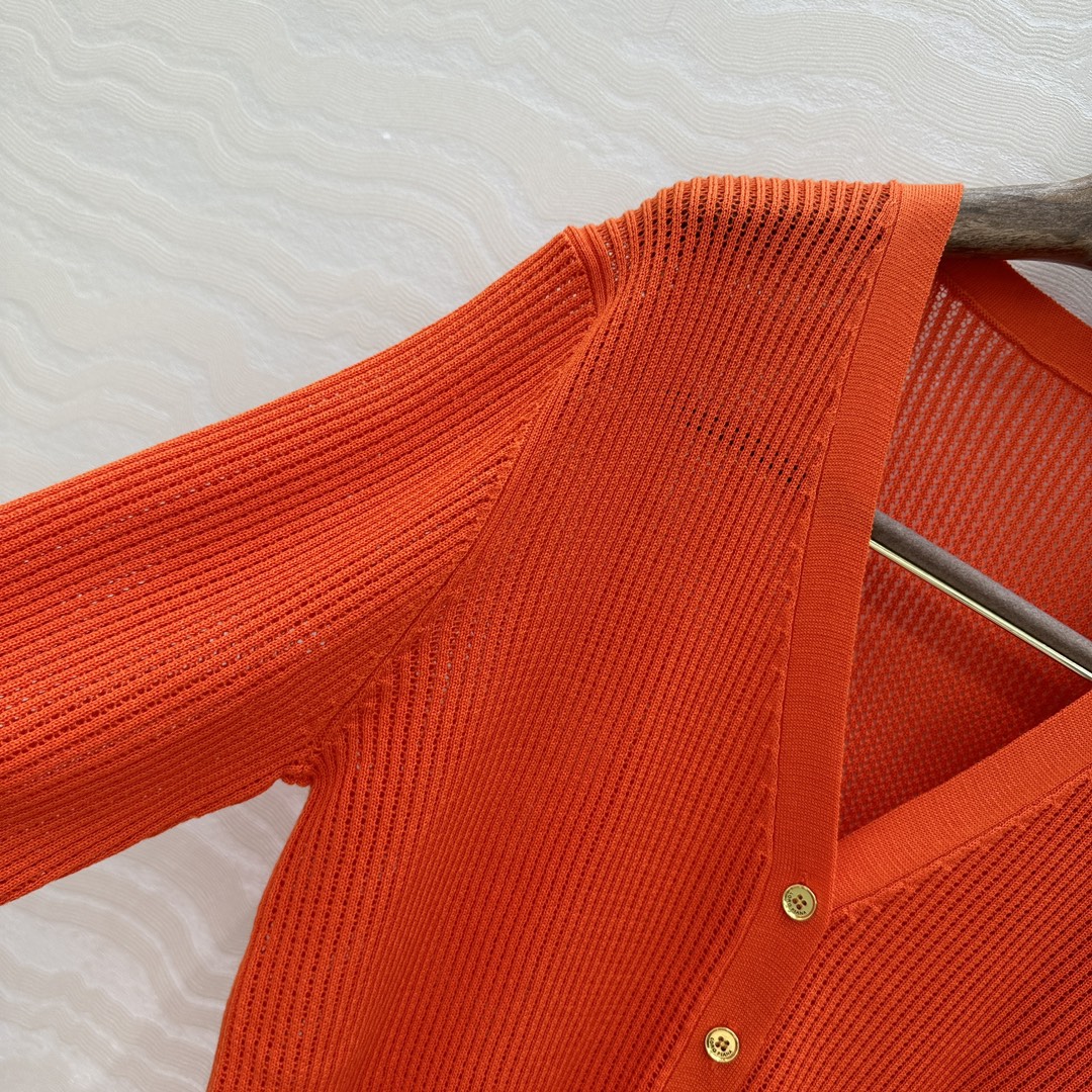 LP 25 V-neck Cardigan Burnt Orange Cotton 265179