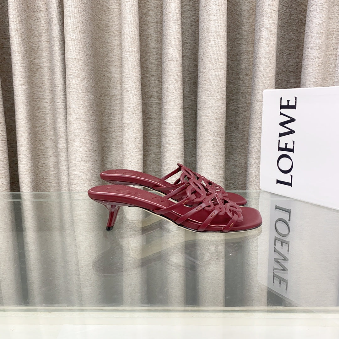 Loewe 25 Petal Anagram Slide 45mm Red Sheepskin 321068