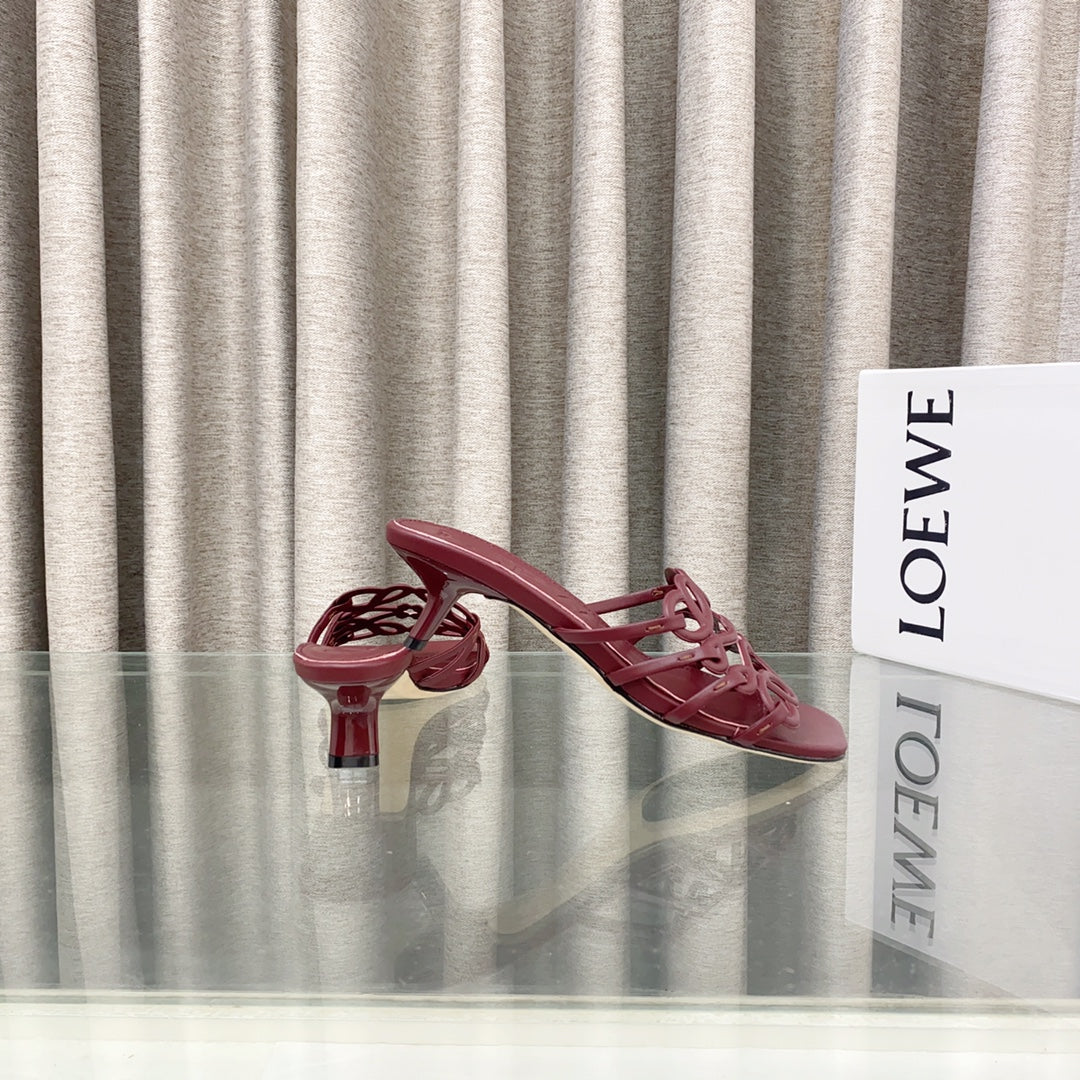 Loewe 25 Petal Anagram Slide 45mm Red Sheepskin 321068
