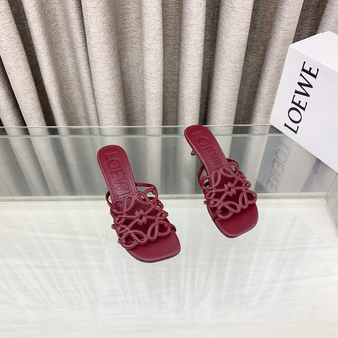 Loewe 25 Petal Anagram Slide 45mm Red Sheepskin 321068