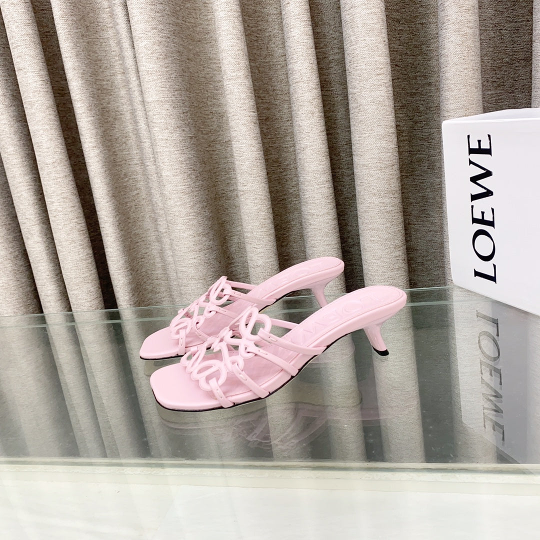 Loewe 25 Petal Anagram Slide 45mm Pink Sheepskin