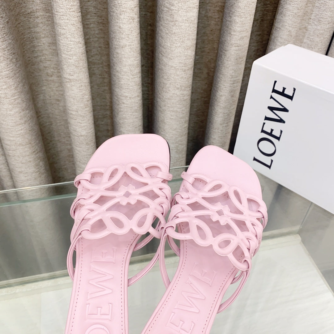 Loewe 25 Petal Anagram Slide 45mm Pink Sheepskin