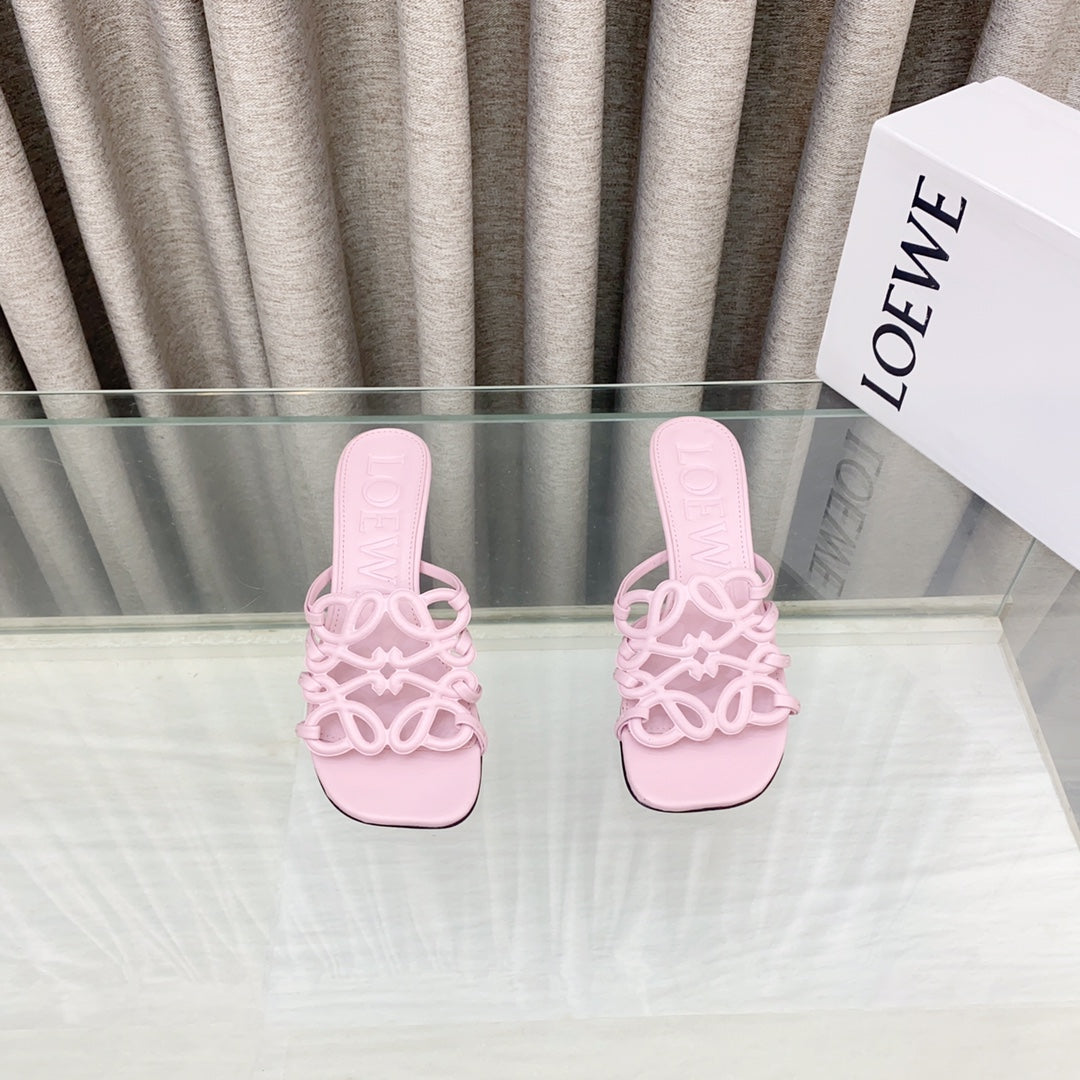 Loewe 25 Petal Anagram Slide 45mm Pink Sheepskin