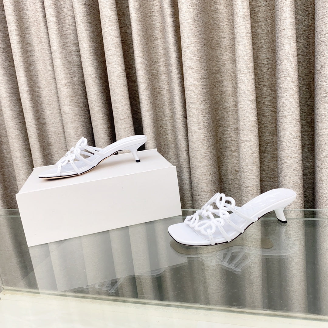 Loewe 25 Petal Anagram Slide 45mm White Sheepskin