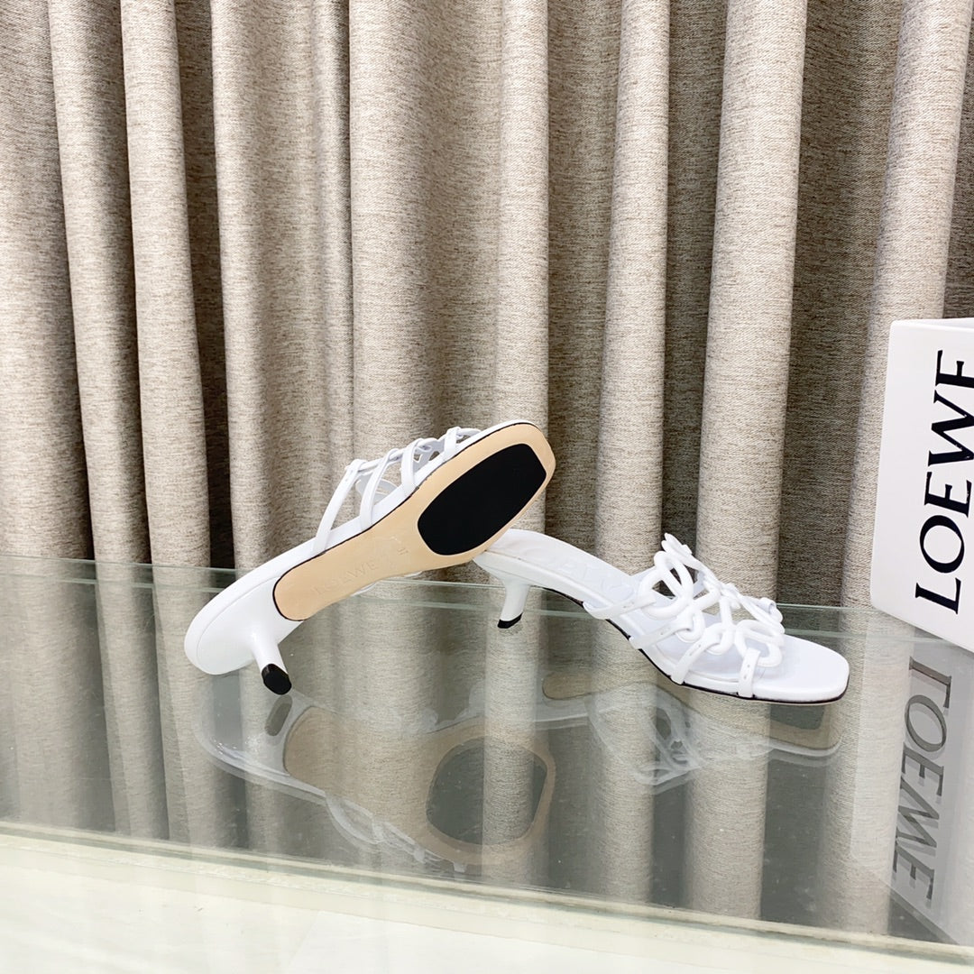 Loewe 25 Petal Anagram Slide 45mm White Sheepskin
