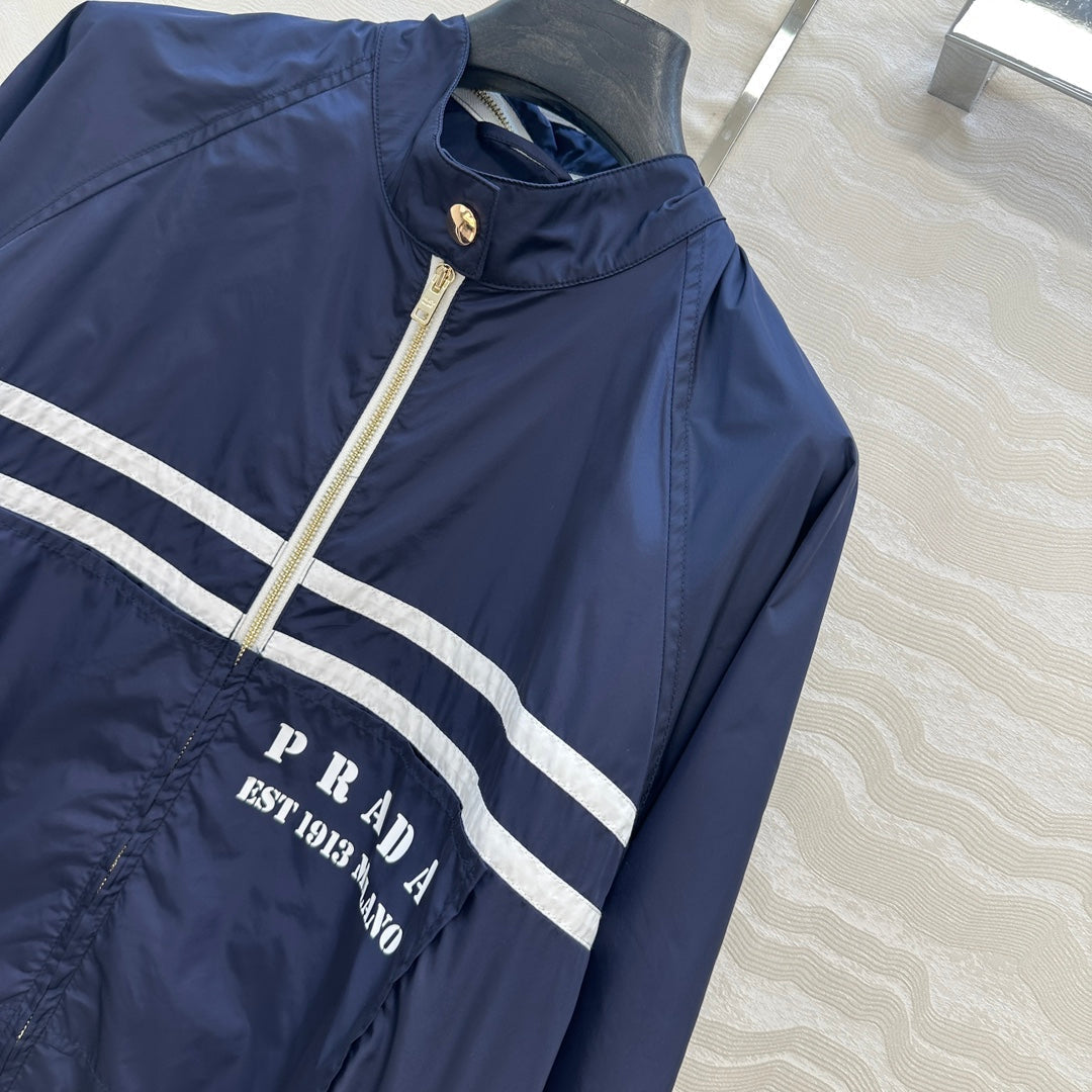 Prada Zipper Jacket Navy Blue Poliamida