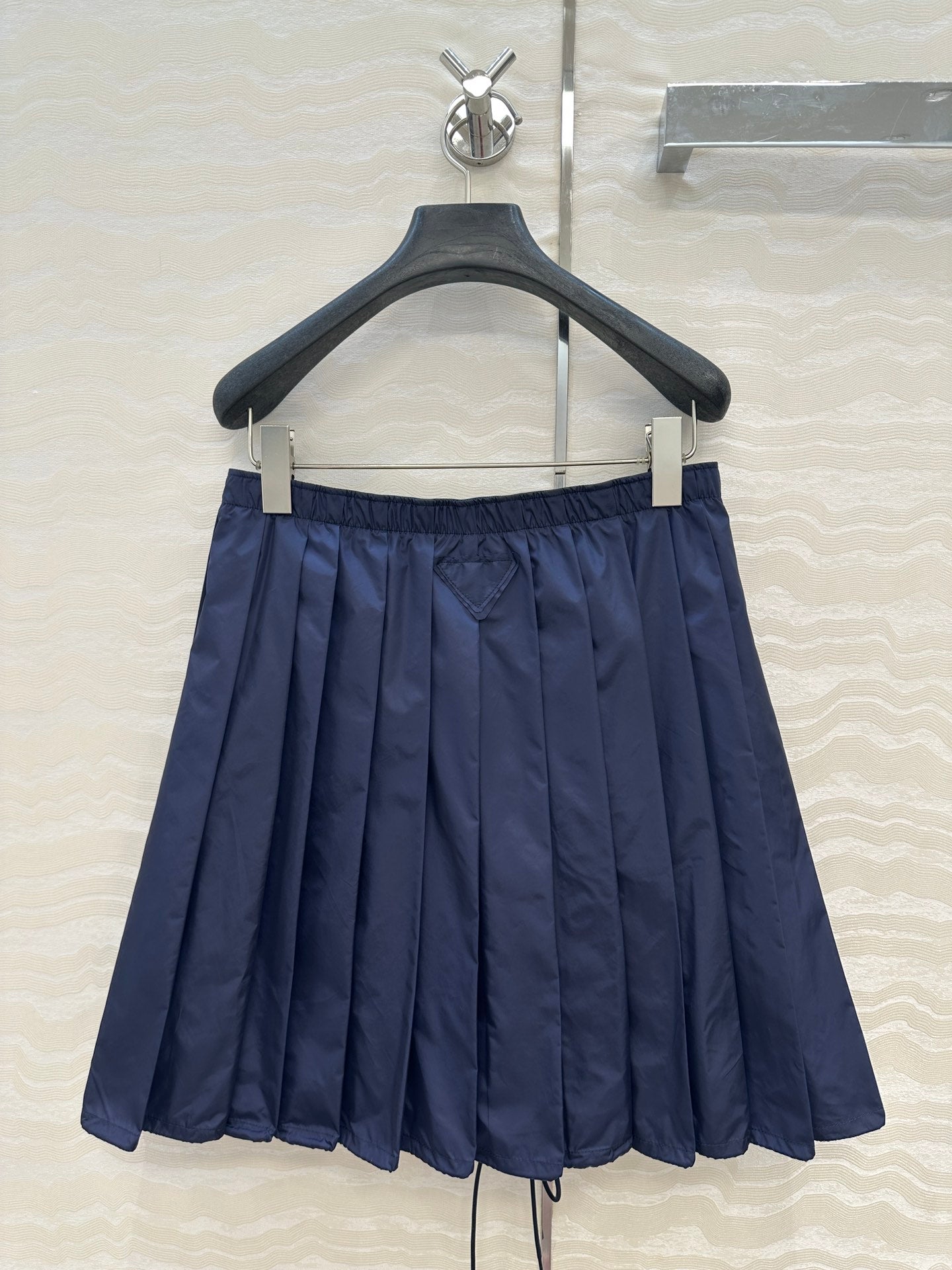 Prada Zipper Pleated Skirt Navy Blue Poliamida