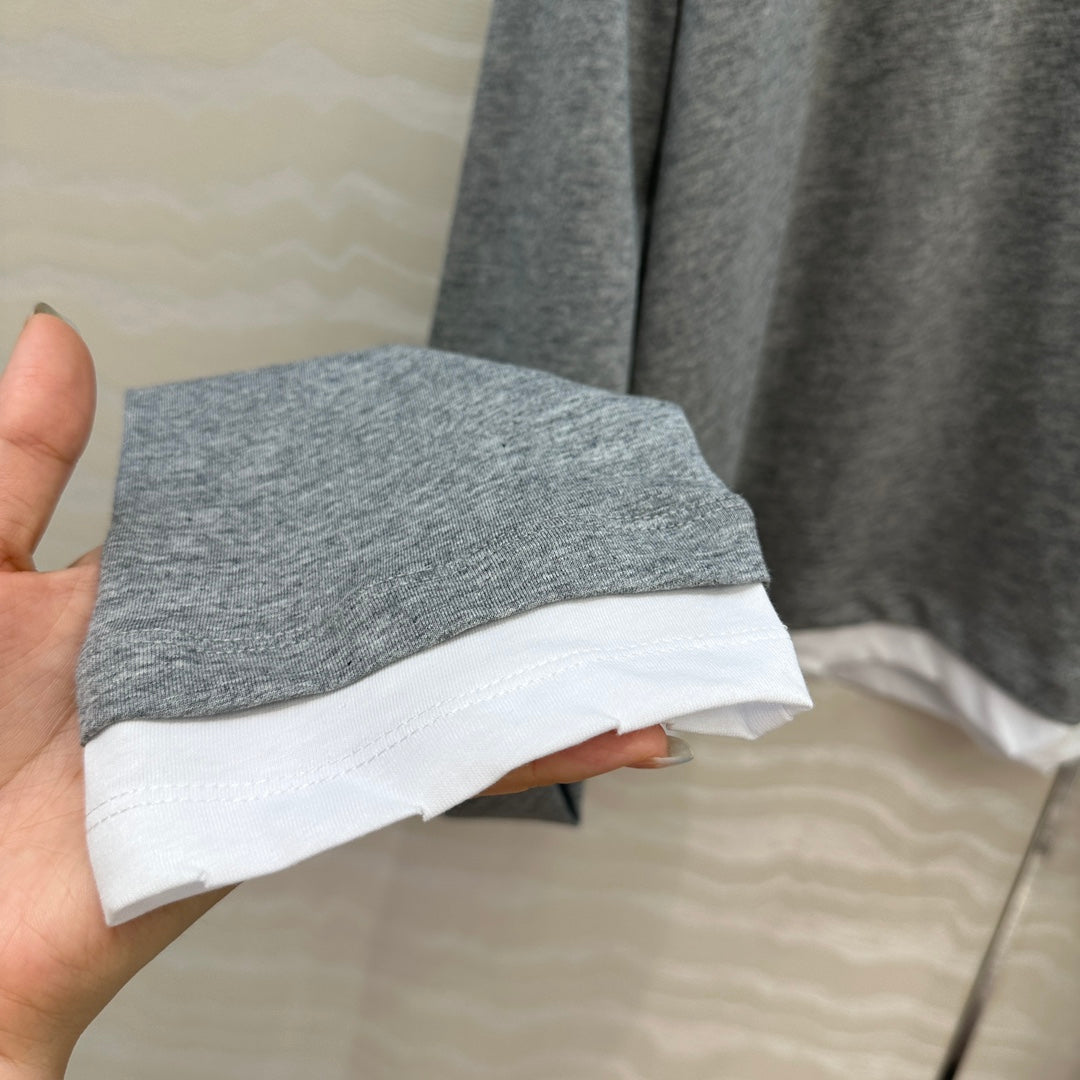 Prada Long-sleeved T-shirt Gray Cotton