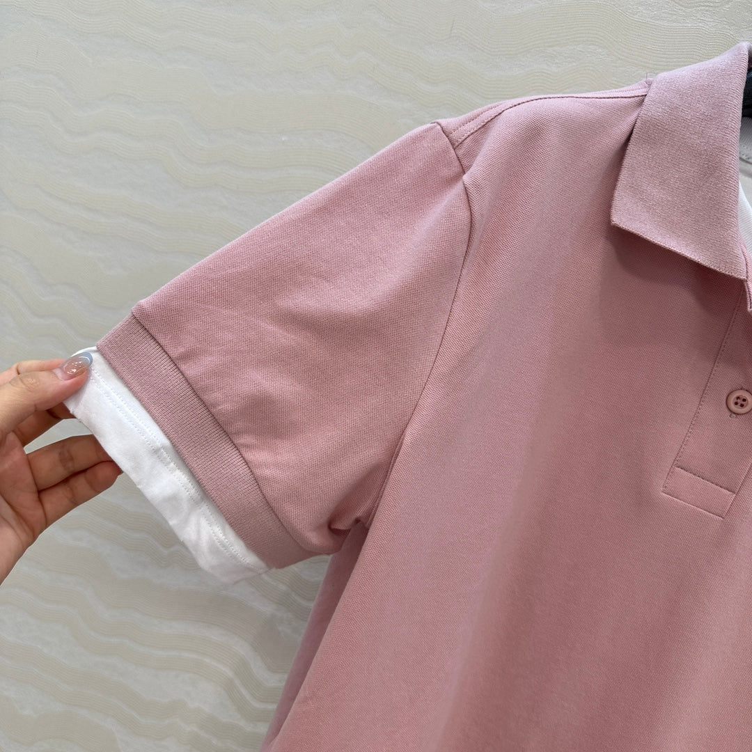 Prada Two-piece Polo Collar Pink mix White Cotton