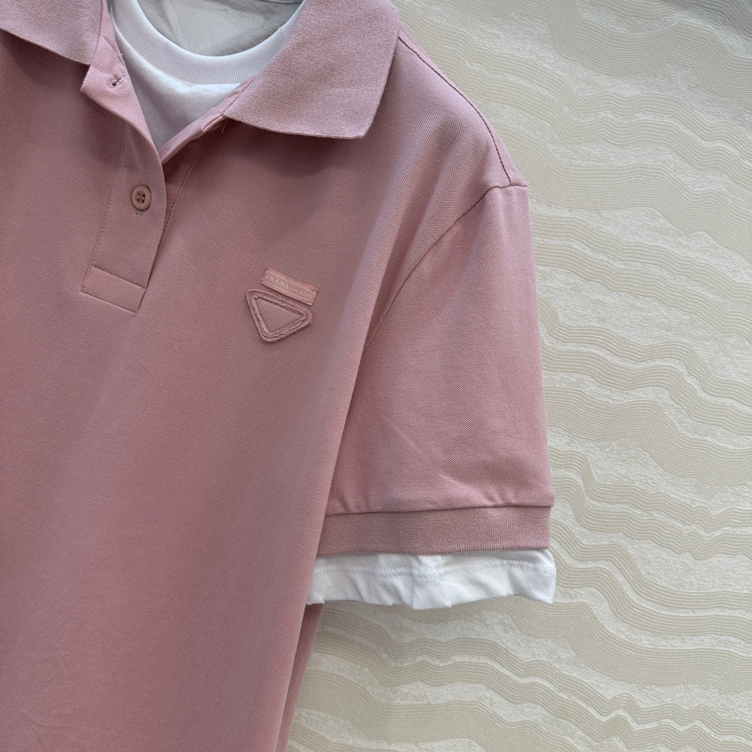 Prada Two-piece Polo Collar Pink mix White Cotton