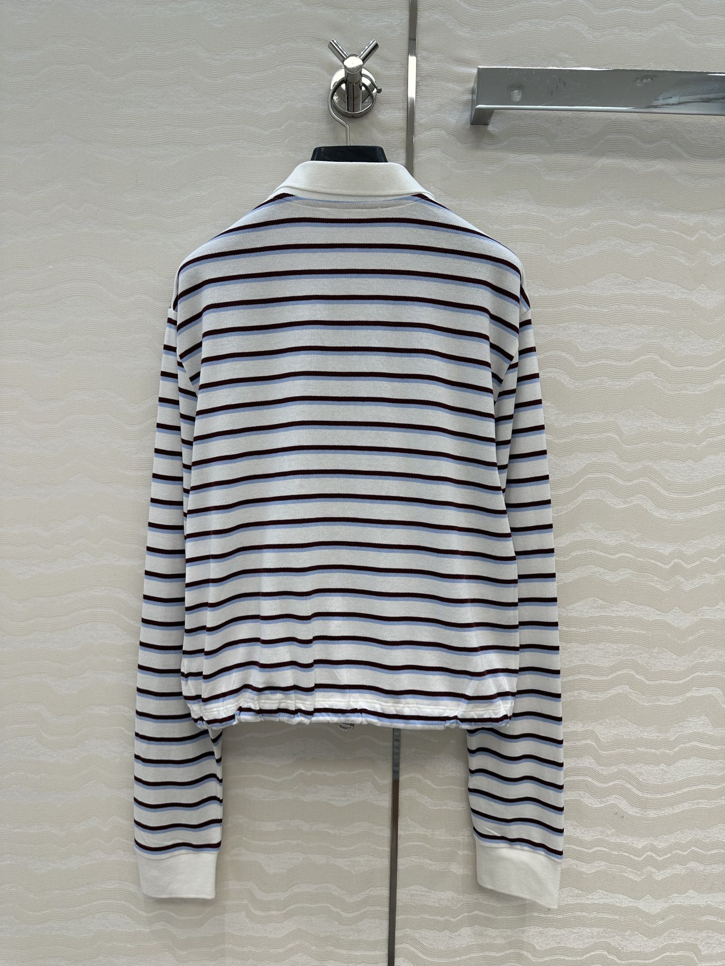 Prada 2025 Striped Long Sleeve Polo Shirt Cotton