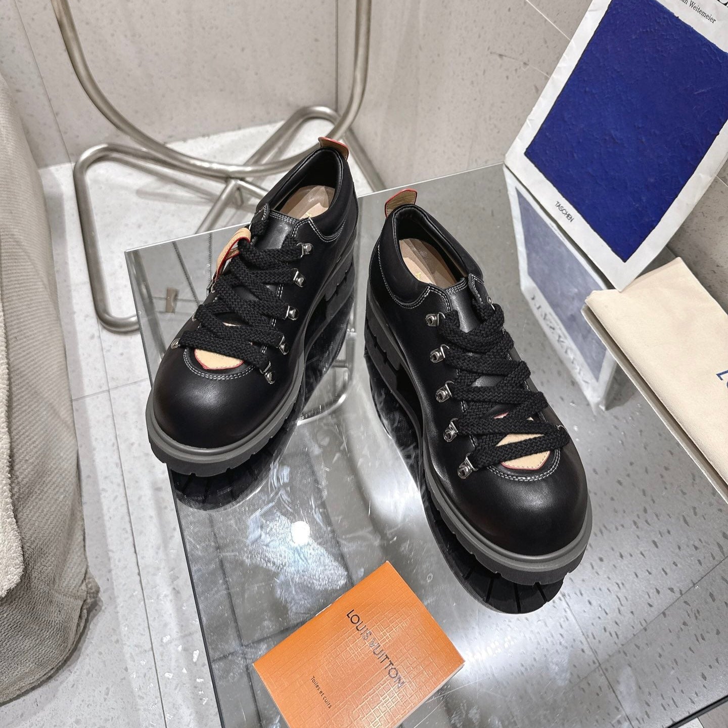 LV Pharrell and Nigo Hiking Shoes Black Sheepskin 383741