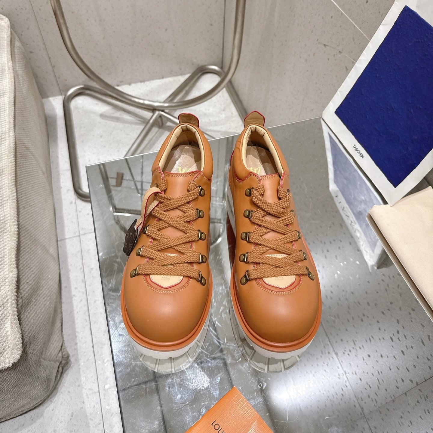 LV Pharrell and Nigo Hiking Shoes Brown Sheepskin 383744