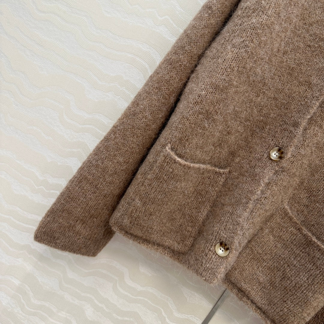 LP 25 V-neck Cardigan Brown Alpaca Wool 291829