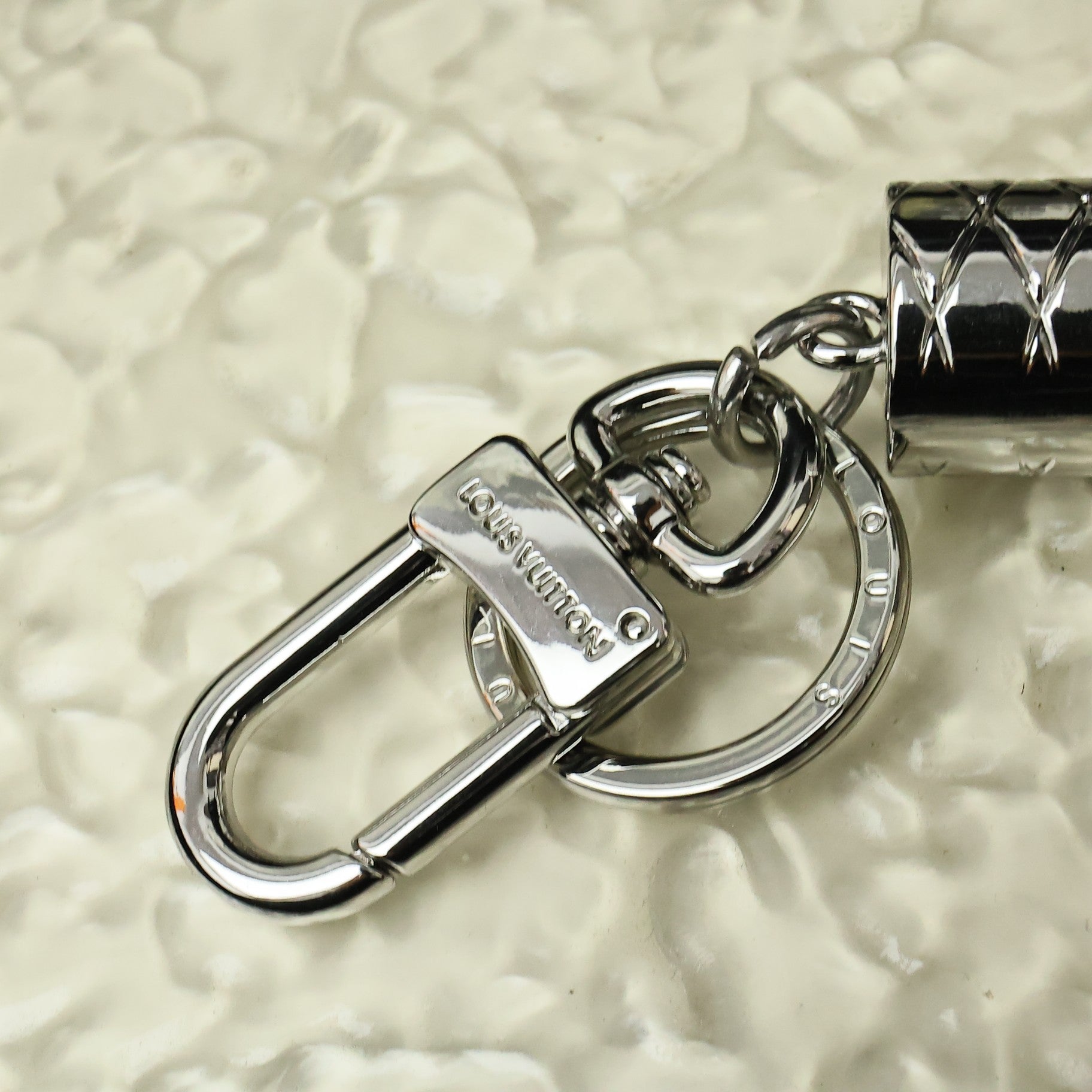 LV Silver Lipstick Bag Charm Keychain