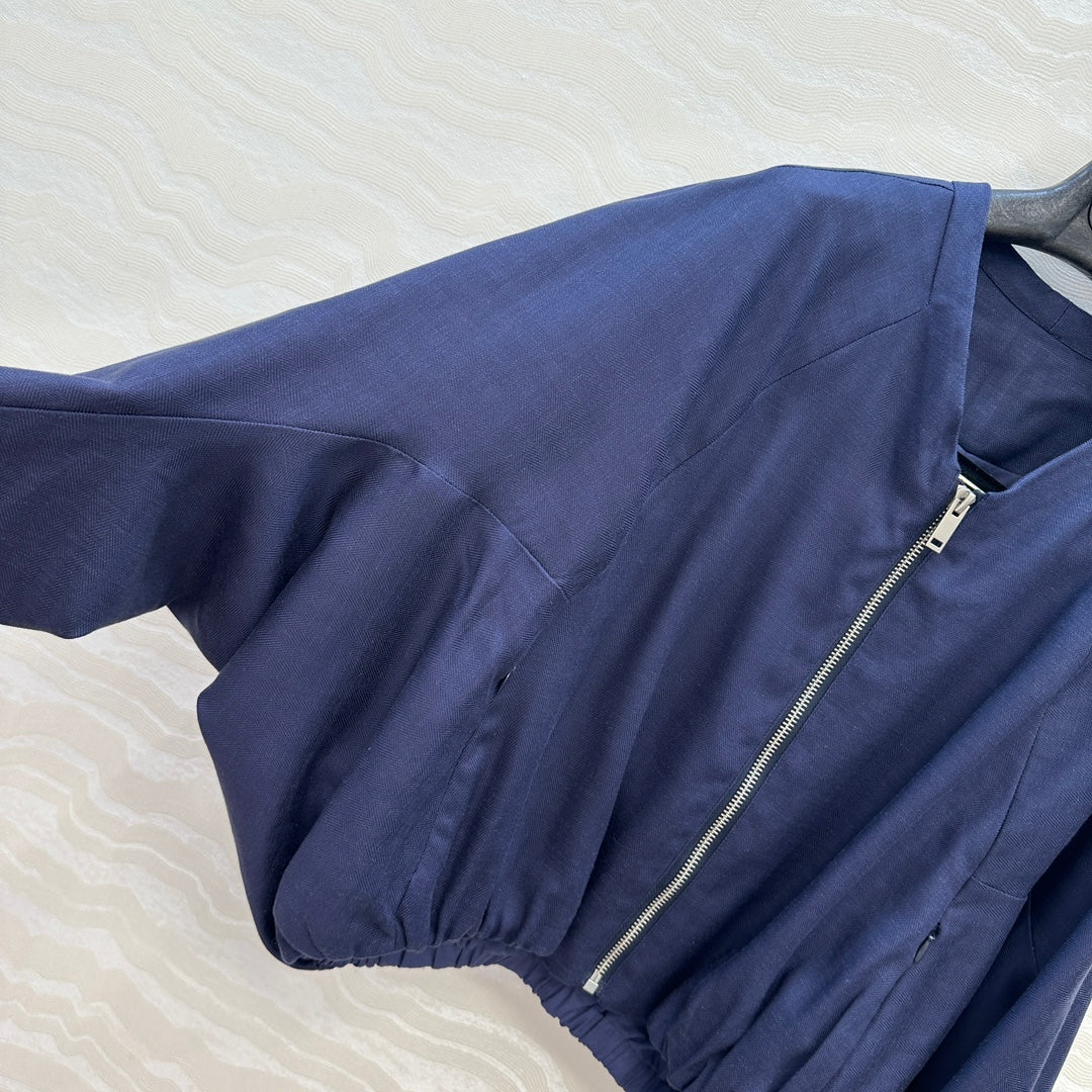 LP 25 V-neck Jacket Blue Tencel Linen 295398