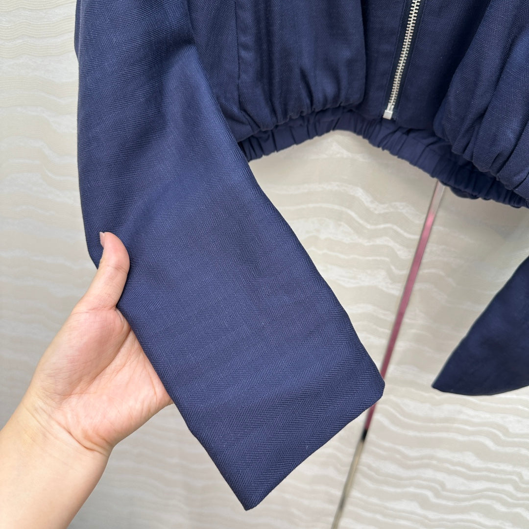 LP 25 V-neck Jacket Blue Tencel Linen 295398