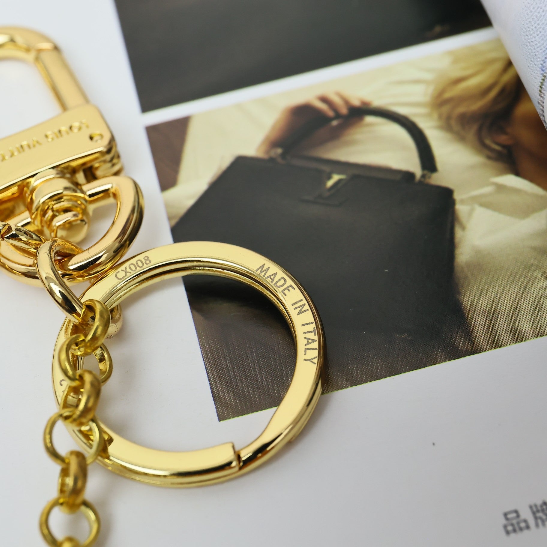 LV Gold Heart-shaped Keychain Bag Charm