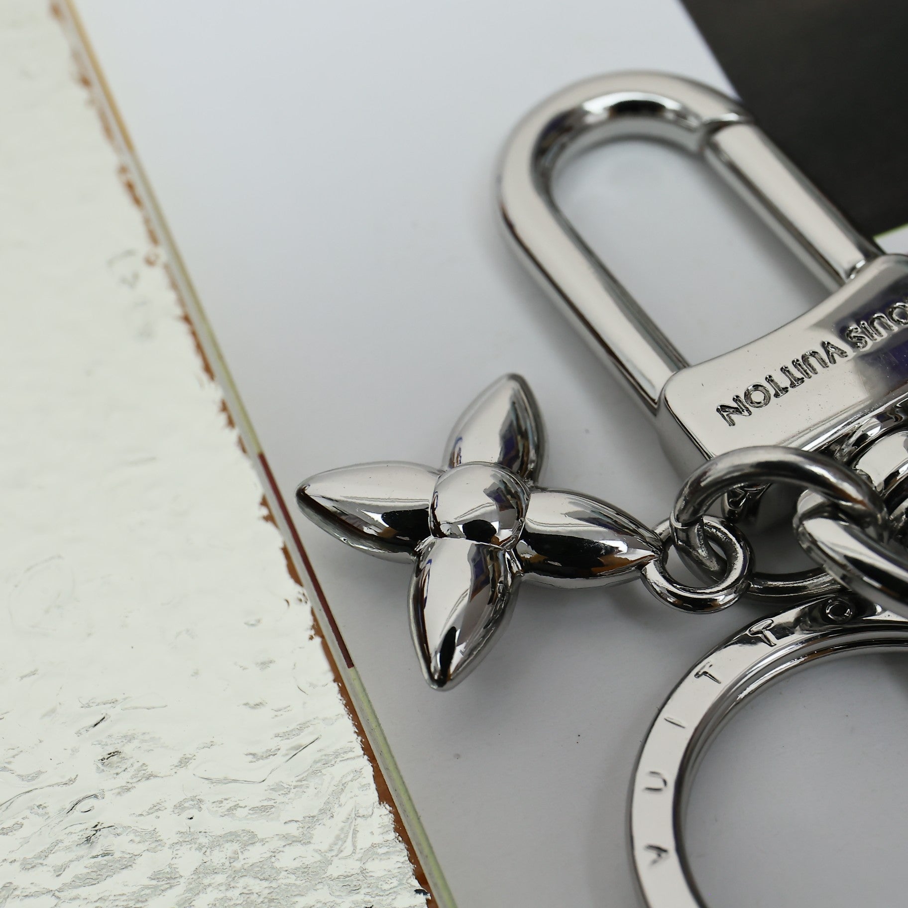 LV Silver Heart-shaped Keychain Bag Charm