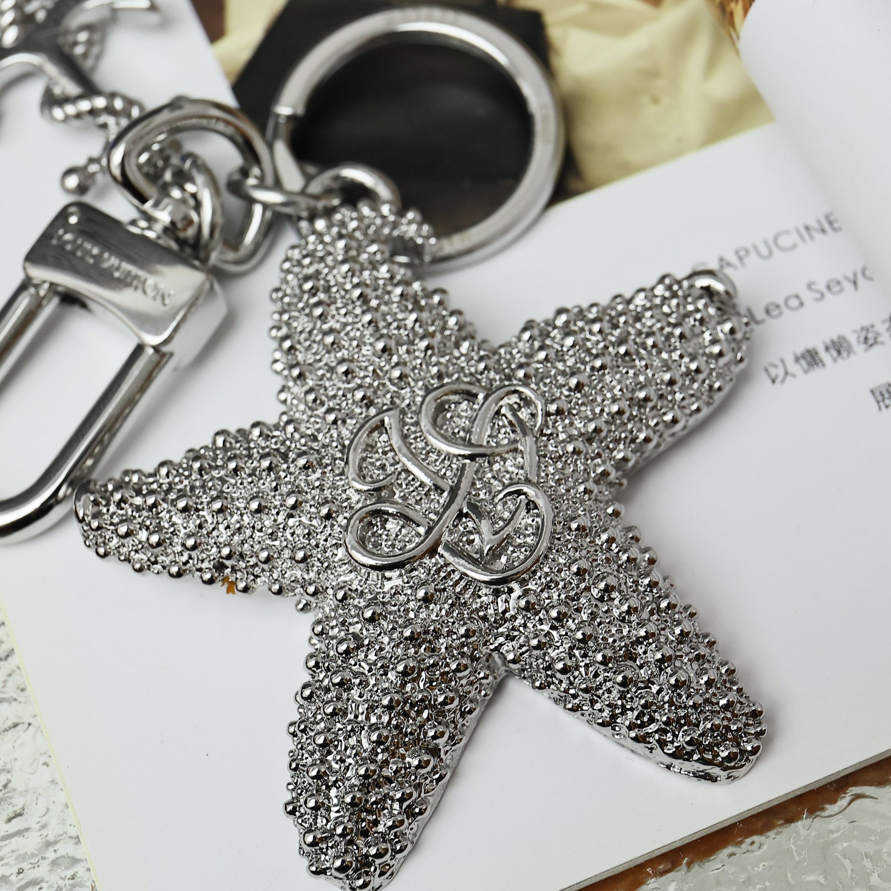 LV Silver Starfish Charm and Keychain