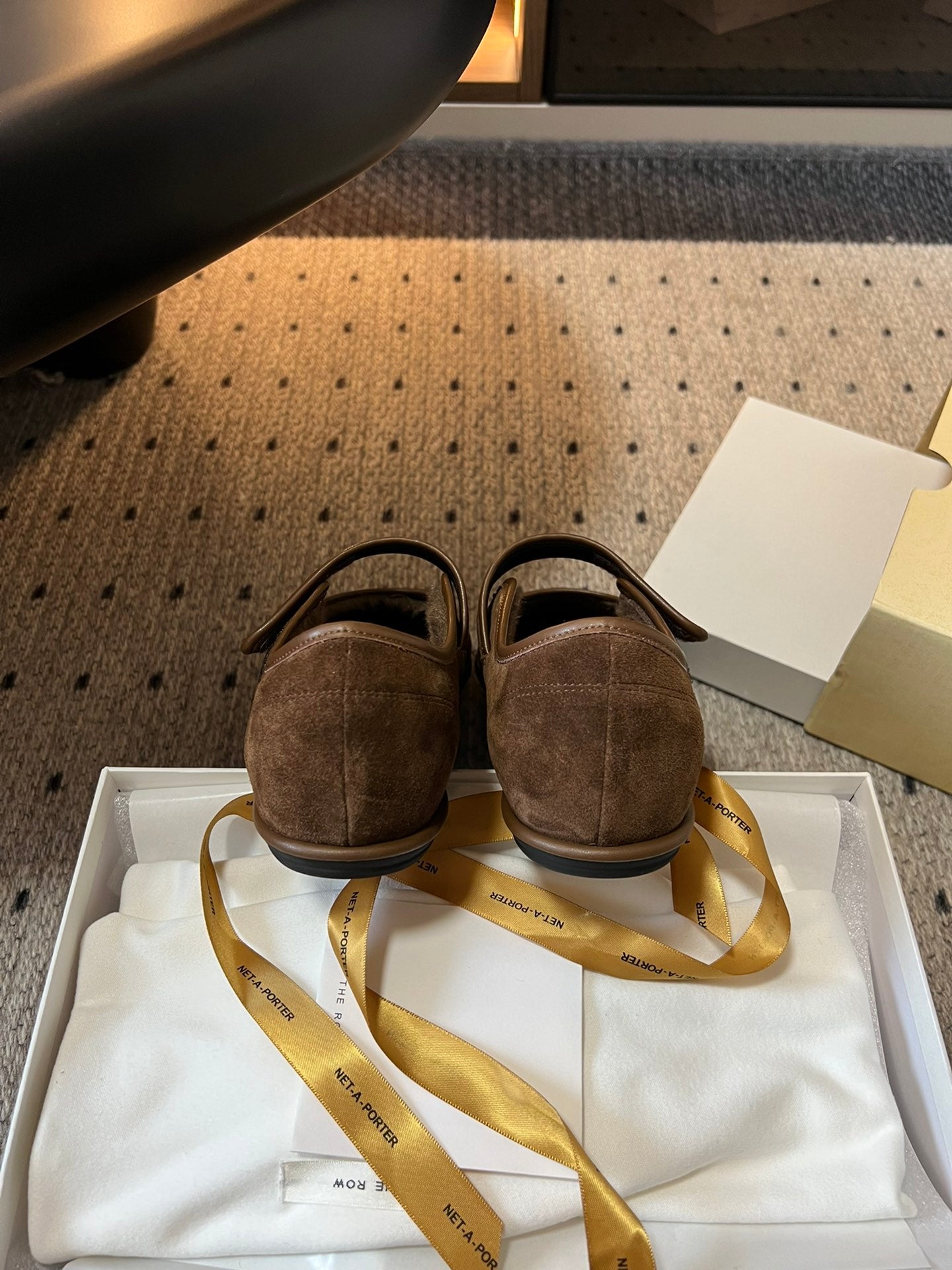 The Row 2025 Ballet Flat Brown Suede Wool 561591