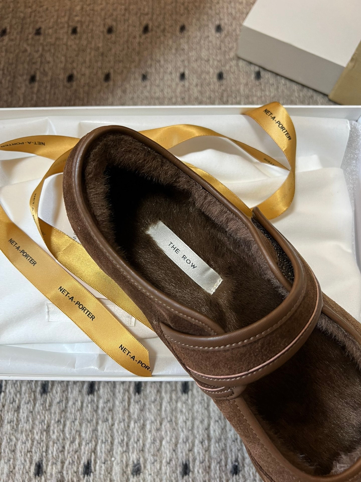 The Row 2025 Ballet Flat Brown Suede Wool 561591