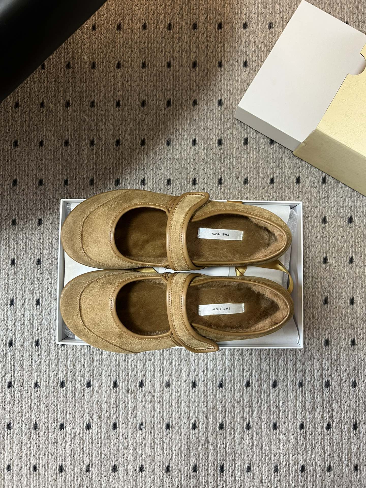 The Row 2025 Ballet Flat Tan Suede Wool 561593