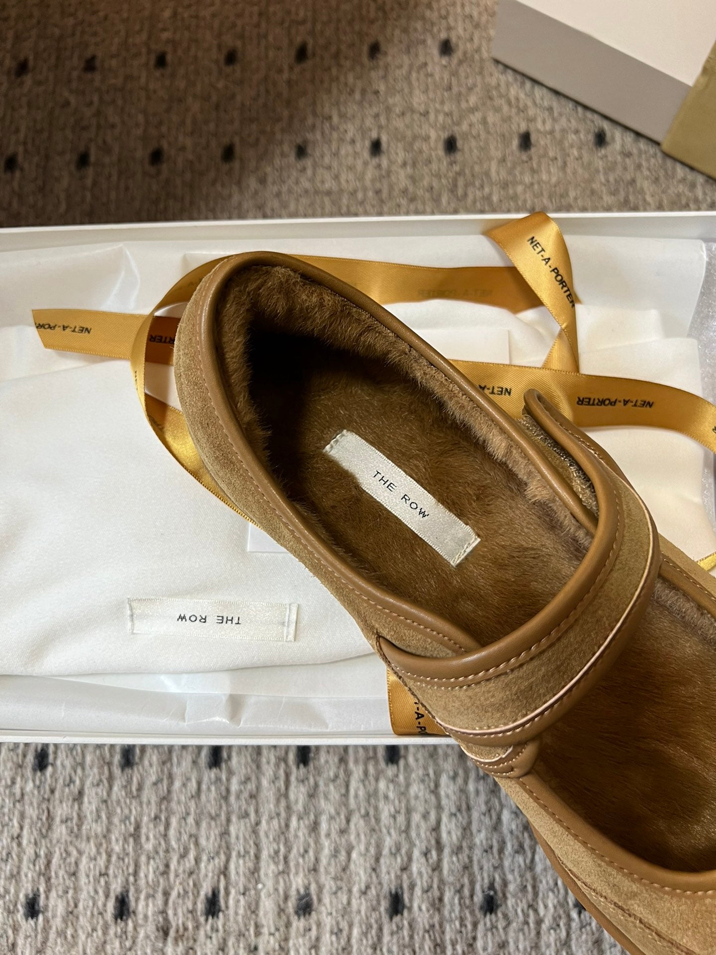 The Row 2025 Ballet Flat Tan Suede Wool 561593